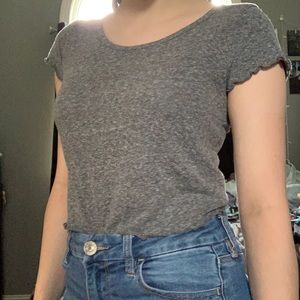 Adorable Small Gray Lettuce Edge Crop Top